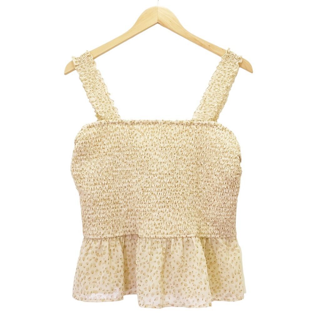 NWT Japna Top Animal Print Smocked Peplum Sleeveless Blouse Women’s Size XL NEW - Picture 6 of 13